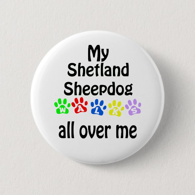 Shetland Sheepdog Walking Design Button (Vorderseite)