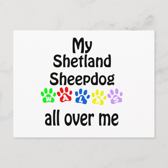 Shetland Sheepdog Walking Design Postkarte (Vorderseite)