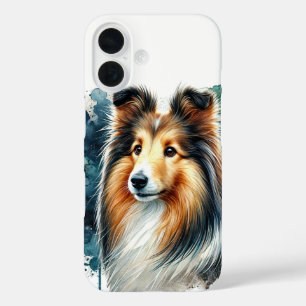 Shetland Sheepdog Watercolor Art iPhone 16 Hülle