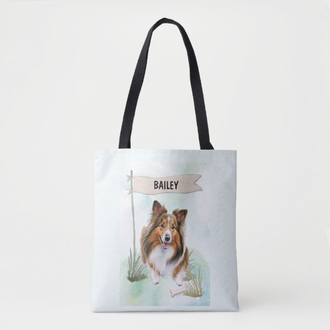 Shetland Sheepdog Watercolor Personalized Dog (Vorderseite)