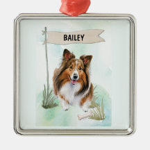 Shetland Sheepdog Watercolor Personalized Dog