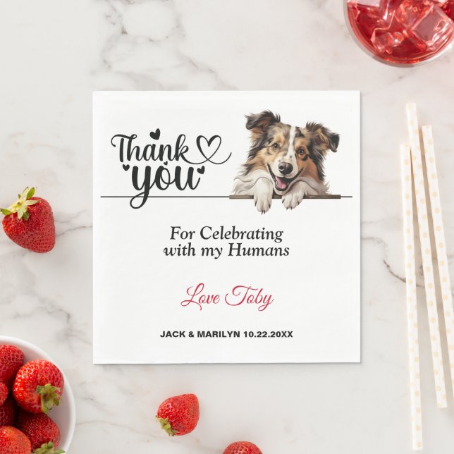 Shetland Sheepdog Wedding Vielen Dank Serviette (Beispiel)