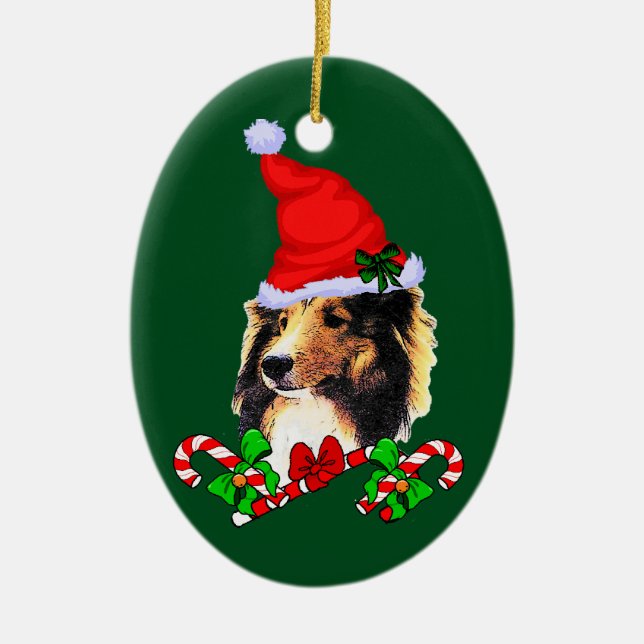 Shetland Sheepdog Weihnachten Keramik Ornament (Vorne)