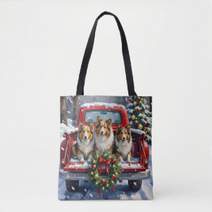 Shetland Sheepdog Weihnachten Roter LKW Urlaub