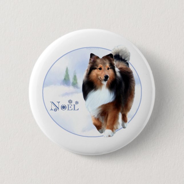 Shetland Sheepdog Weihnachten - Schaltfläche Button (Vorderseite)