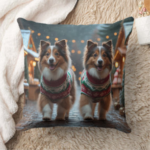Shetland Sheepdog Weihnachten Schnee Urlaub Kissen