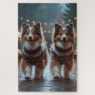 Shetland Sheepdog Weihnachten Schnee Urlaub Puzzle