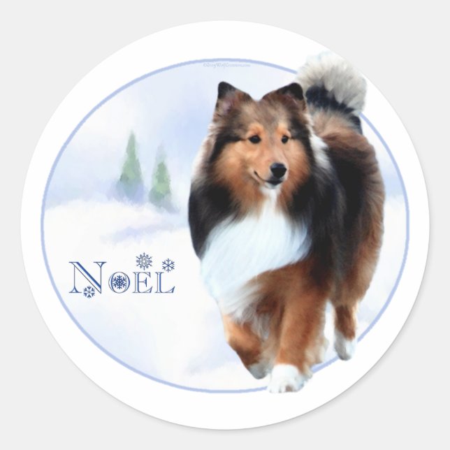 Shetland Sheepdog Weihnachten Sticker (Vorderseite)
