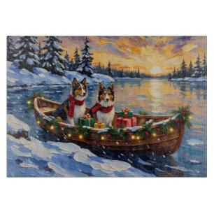 Shetland Sheepdog Weihnachtsboot Urlaub Schneidebrett