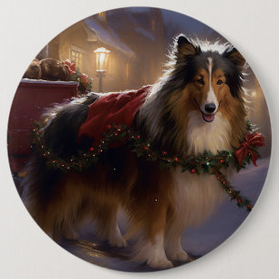 Shetland Sheepdog Weihnachtsfeiertage Button