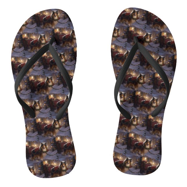Shetland Sheepdog Weihnachtsfeiertage Flip Flops (Fußbett)