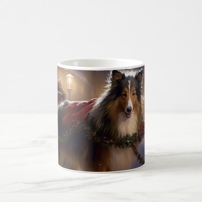 Shetland Sheepdog Weihnachtsfeiertage Kaffeetasse (Mittel)