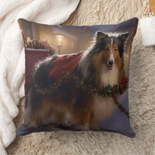 Shetland Sheepdog Weihnachtsfeiertage Kissen