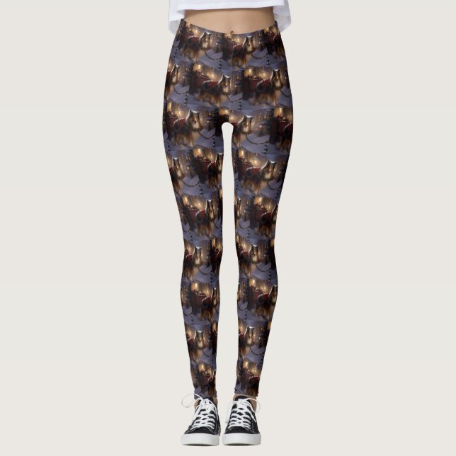 Shetland Sheepdog Weihnachtsfeiertage Leggings (Vorderseite)