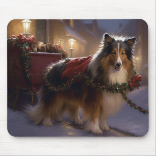 Shetland Sheepdog Weihnachtsfeiertage Mousepad