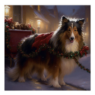 Shetland Sheepdog Weihnachtsfeiertage Poster