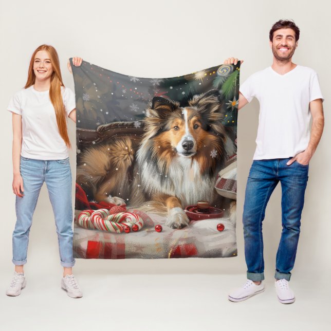 Shetland Sheepdog Weihnachtsfest Fleecedecke (Beispiel)