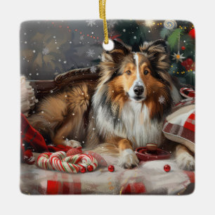 Shetland Sheepdog Weihnachtsfest Keramikornament