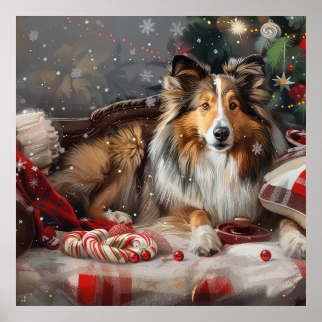 Shetland Sheepdog Weihnachtsfest Poster (Vorne)