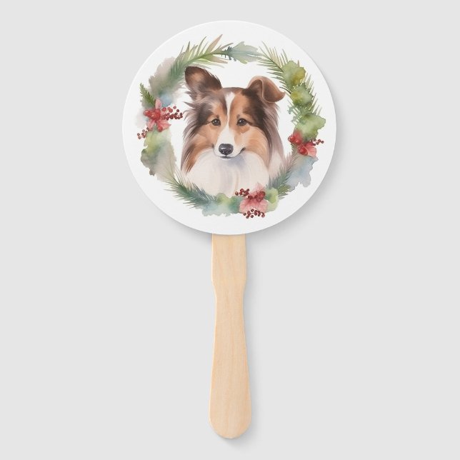 Shetland Sheepdog Weihnachtsmann Fächer (Vorderseite)