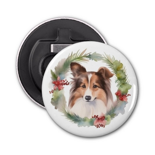 Shetland Sheepdog Weihnachtsmann Flaschenöffner (Vorderseite)