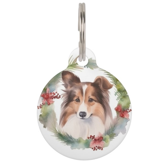Shetland Sheepdog Weihnachtsmann Haustiermarke (Vorderseite)