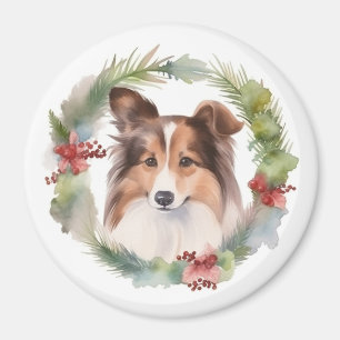 Shetland Sheepdog Weihnachtsmann Magnet