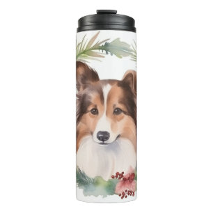Shetland Sheepdog Weihnachtsmann Thermosbecher