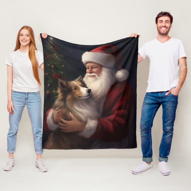 Shetland Sheepdog Weihnachtsmann Weihnachten Fleecedecke (Beispiel)