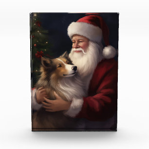 Shetland Sheepdog Weihnachtsmann Weihnachten Fotoblock