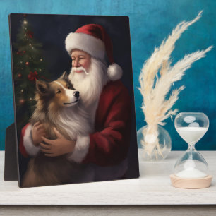Shetland Sheepdog Weihnachtsmann Weihnachten Fotoplatte
