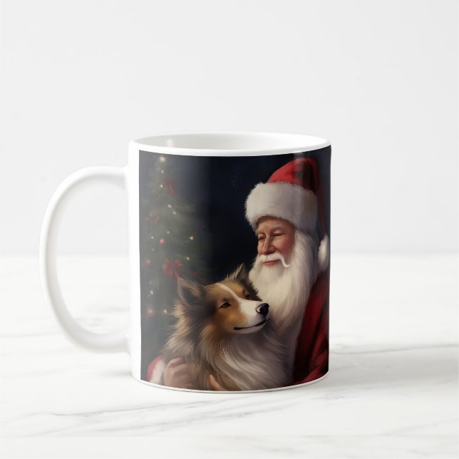 Shetland Sheepdog Weihnachtsmann Weihnachten Kaffeetasse (Links)