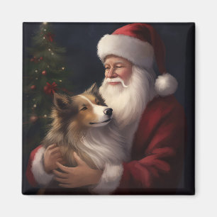 Shetland Sheepdog Weihnachtsmann Weihnachten Magnet