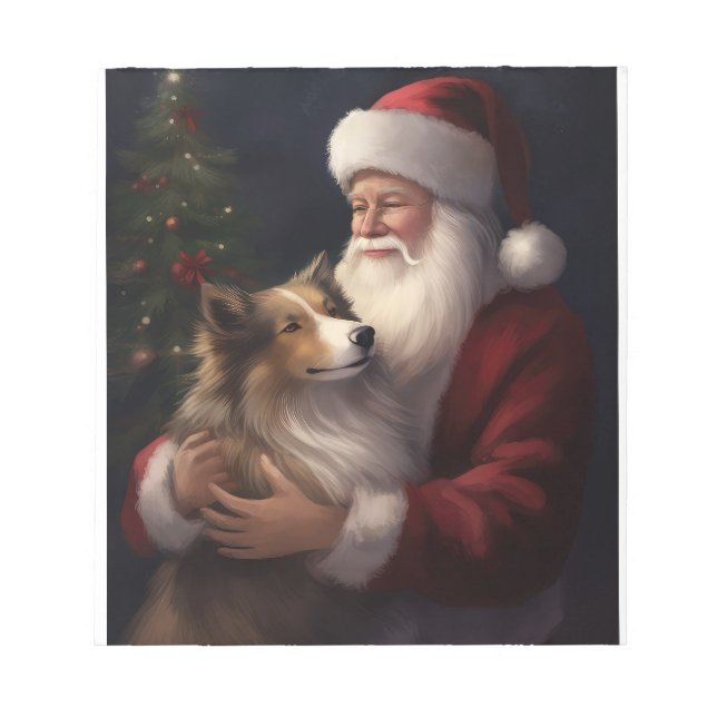 Shetland Sheepdog Weihnachtsmann Weihnachten Notizblock (Vorderseite)