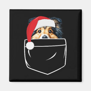 Shetland Sheepdog Weihnachtsmannmütze Weihnachtspo Magnet