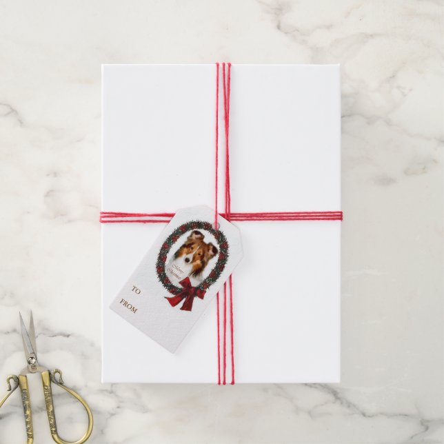 Shetland Sheepdog Weihnachtsschaden Geschenkanhänger (Mit Garn)