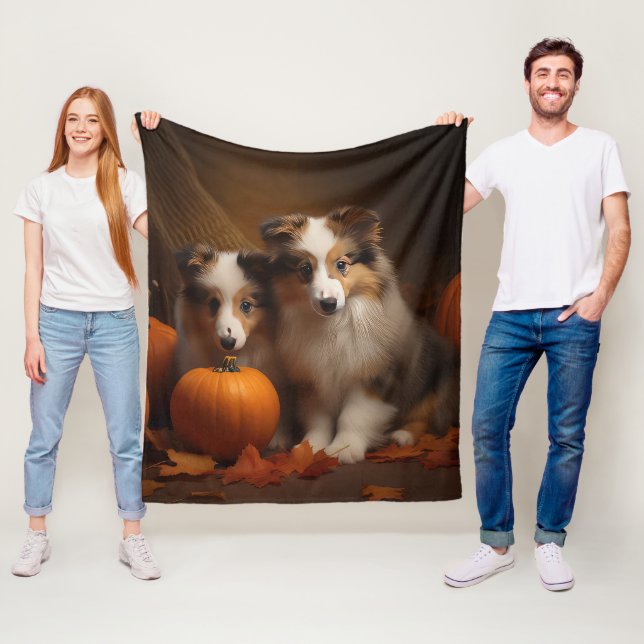 Shetland Sheepdog Welpe Autumn Delight Pumpen Fleecedecke (Beispiel)