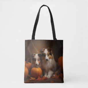 Shetland Sheepdog Welpe Herbstfreude Kürbis