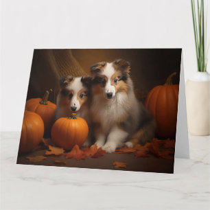 Shetland Sheepdog-Welpe Herbstfreude Kürbis  Karte