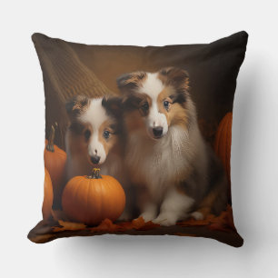 Shetland Sheepdog Welpe Herbstfreude Kürbis  Kissen