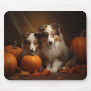 Shetland Sheepdog Welpe Herbstfreude Kürbis Mousepad