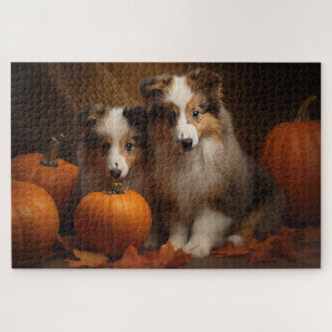 Shetland Sheepdog Welpe Herbstfreude Kürbis  Puzzle
