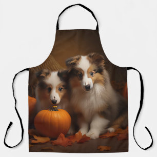 Shetland Sheepdog Welpe Herbstfreude Kürbis Schürze