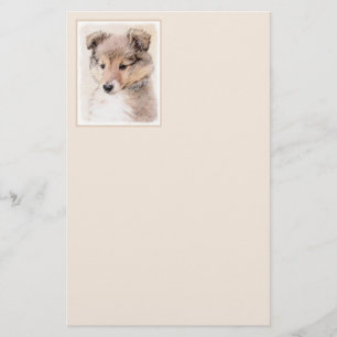 Shetland Sheepdog Welpenmalerei Original Hundekuns Briefpapier