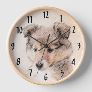Shetland Sheepdog Welpenmalerei Originale Hundekun Uhr