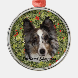 Shetland Sheepdog Wreath Ornament Aus Metall