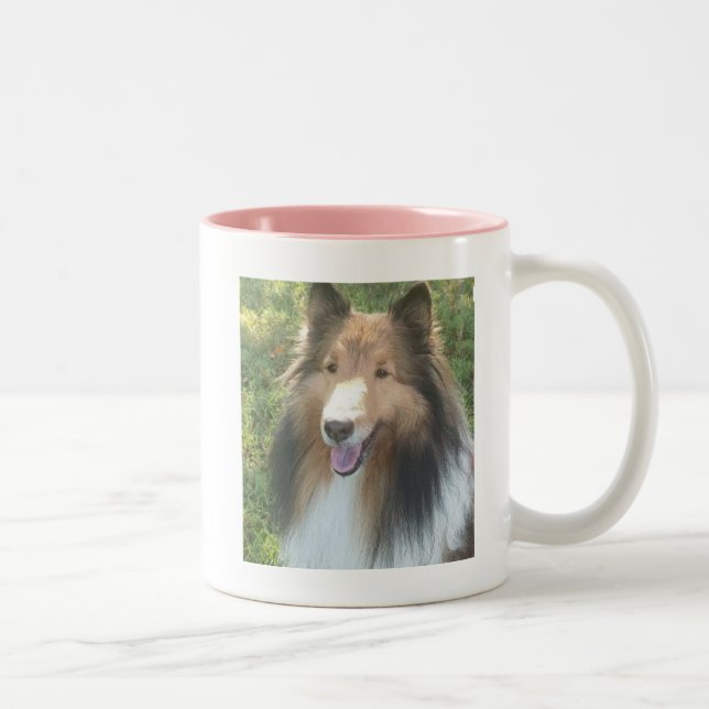 Shetland Sheepdog Zwei-Tone-KAFFEE-TASSE Zweifarbige Tasse (Rechts)