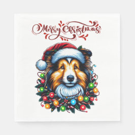Shetland Sheepdogs Dog Weihnachtshut Xmas Serviette