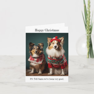 Shetland Sheepdogs Happy Christmas Card Karte
