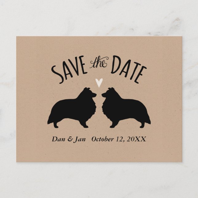 Shetland Sheepdogs Wedding Save the Date Ankündigungspostkarte (Vorderseite)